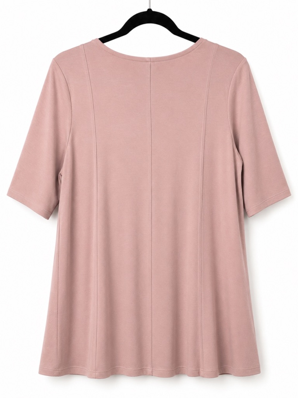 J Jill Wearever Top L Dusty Rose Short Sleeve Stretch Knit Tunic Casual - Picture 2 of 12